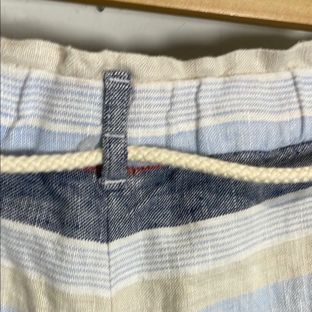 J Jill Linen Red Blue Stripe Drawstring Shorts L NWT Nautical
